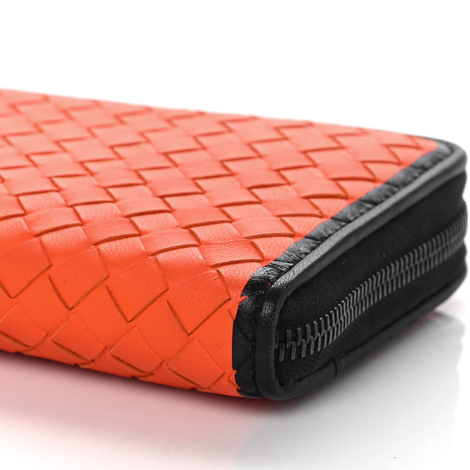 Bottega Veneta Nappa Intrecciato Zip Around Wallet Orange Black 9 of 10