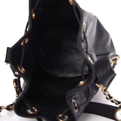Chanel Lambskin Drawstring Bucket Bag Black 5 of 10