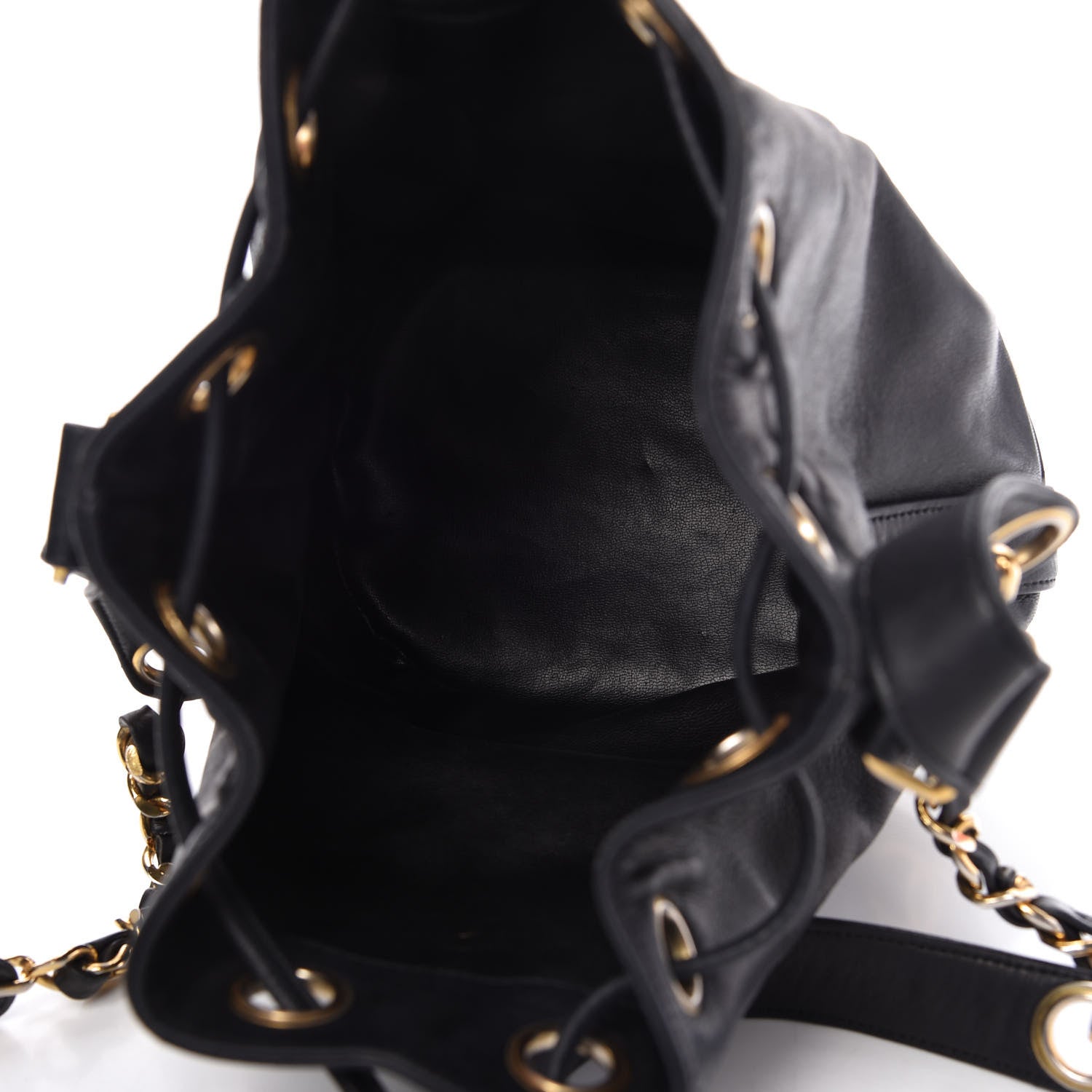 Chanel Lambskin Drawstring Bucket Bag Black 5 of 10