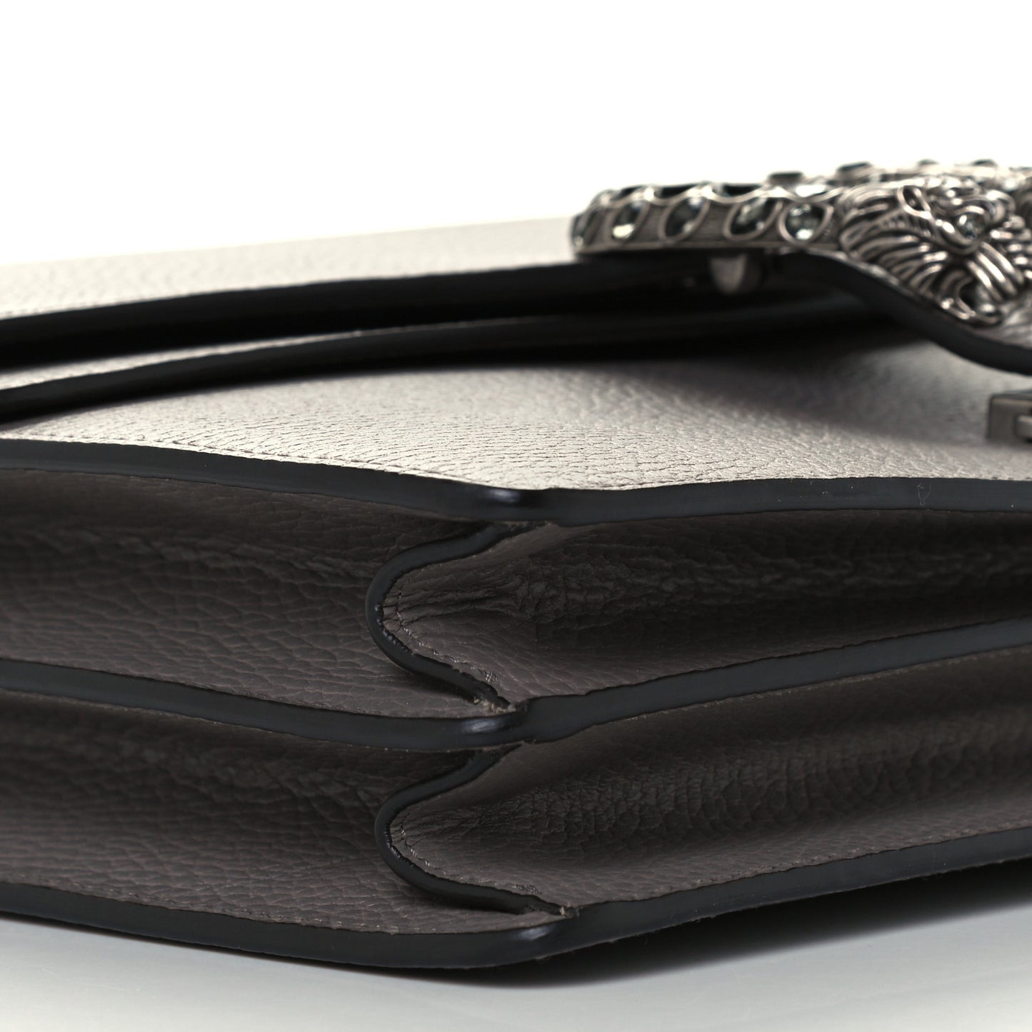 Dollar Calfskin Crystal Medium Dionysus Shoulder Bag Dusty Grey Black Diamond