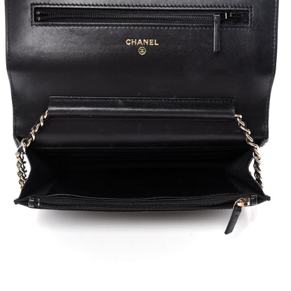 Chanel Lambskin Quilted Chain Around Wallet On Chain WOC Black 5 of 19