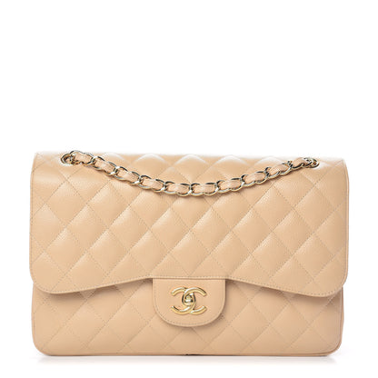 Chanel Caviar Quilted Jumbo Double Flap Beige 1 of 21