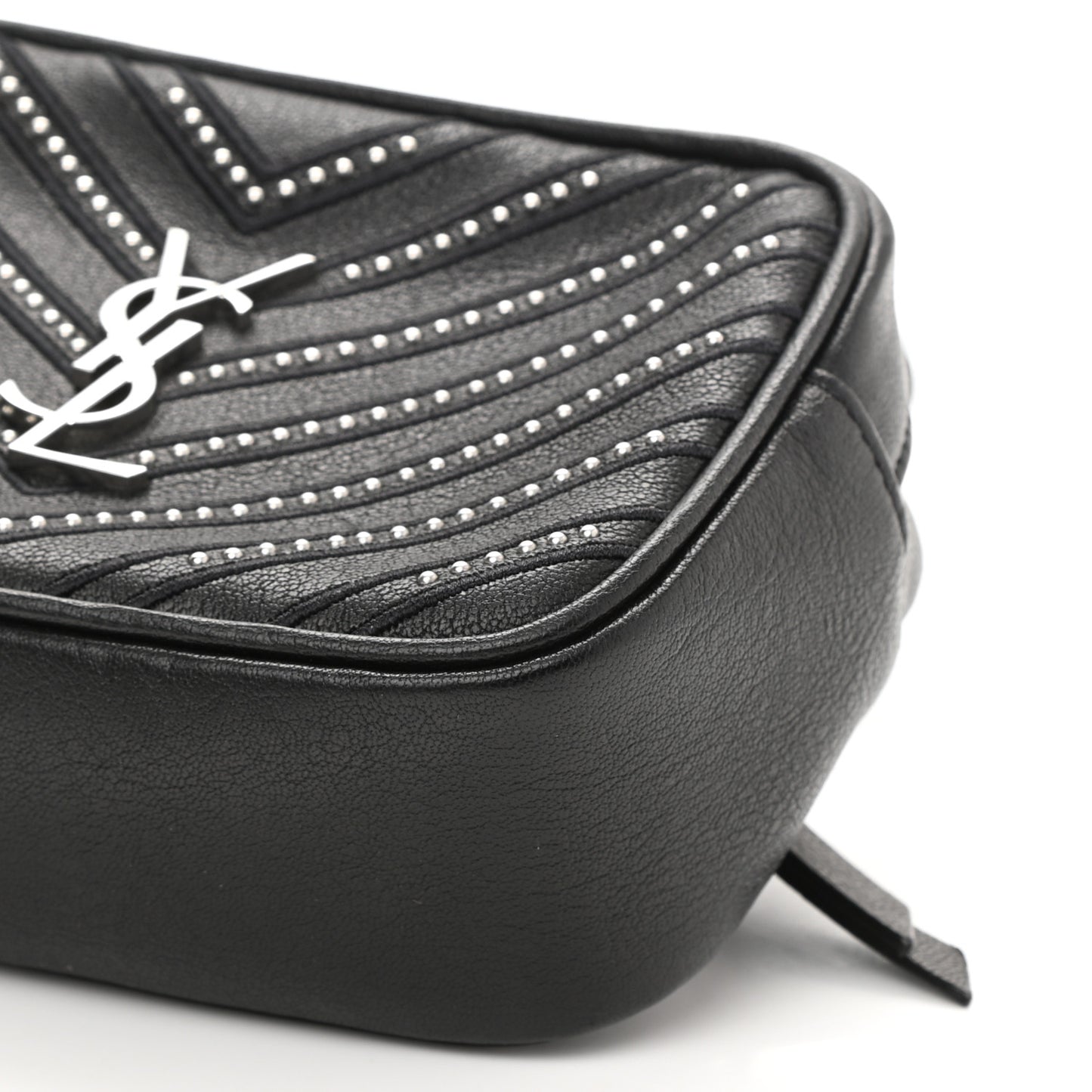 Calfskin Matelasse Studded Monogram Lou Belt Bag Black