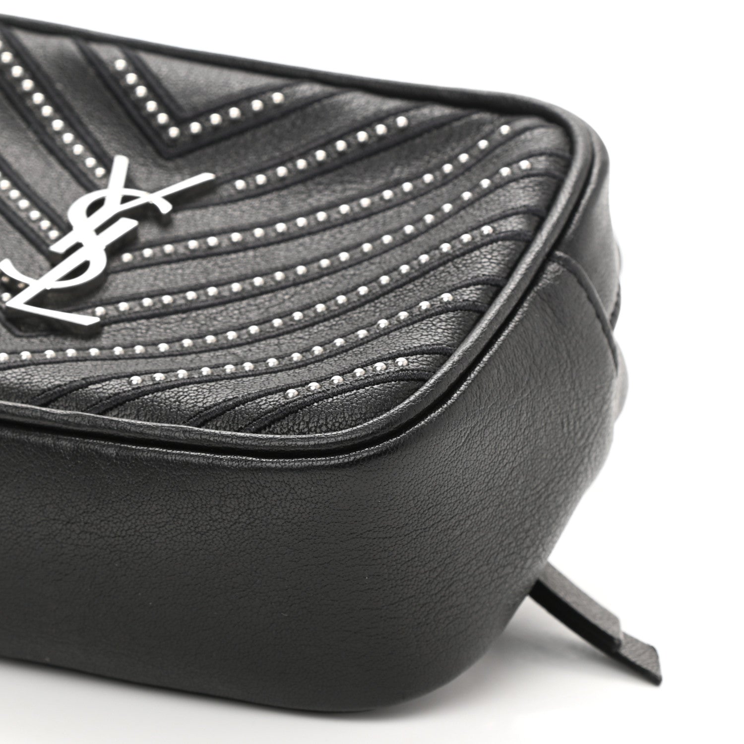 Saint Laurent Calfskin Matelasse Studded Monogram Lou Belt Bag Black 9 of 9