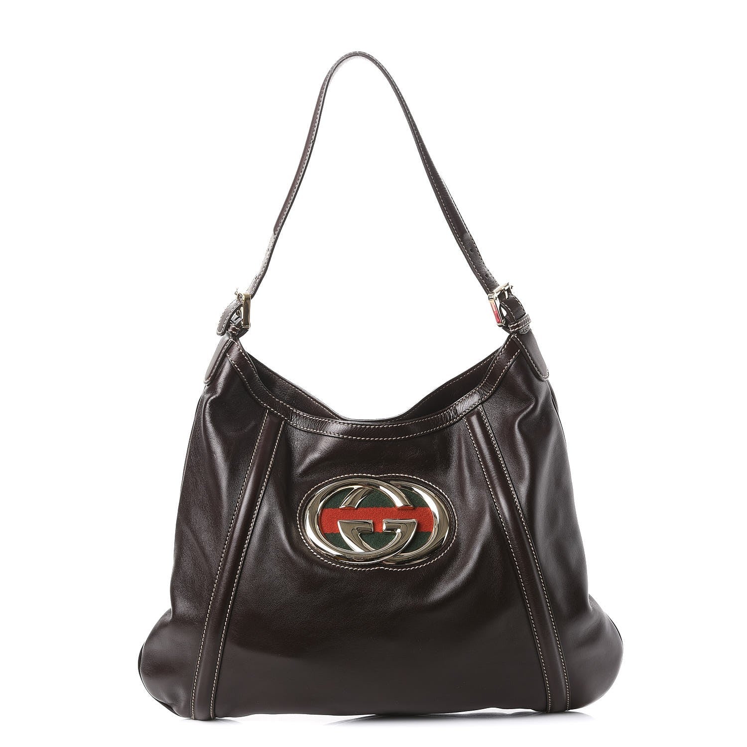 Gucci Calfskin Medium Britt Hobo Dark Brown 1 of 10
