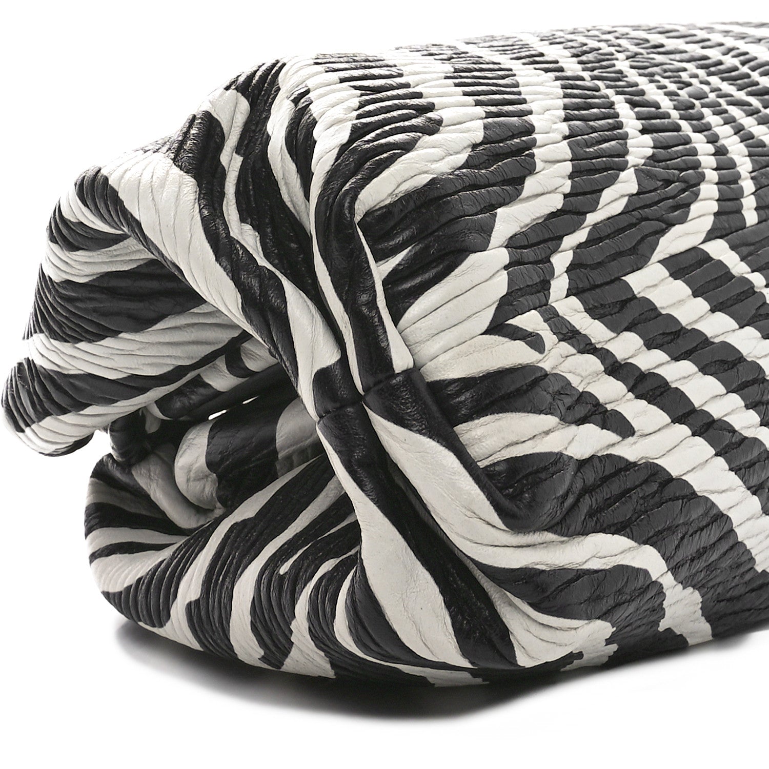 Bottega Veneta Nappa Zebra Print The Pouch Oversized Clutch White Black 10 of 11