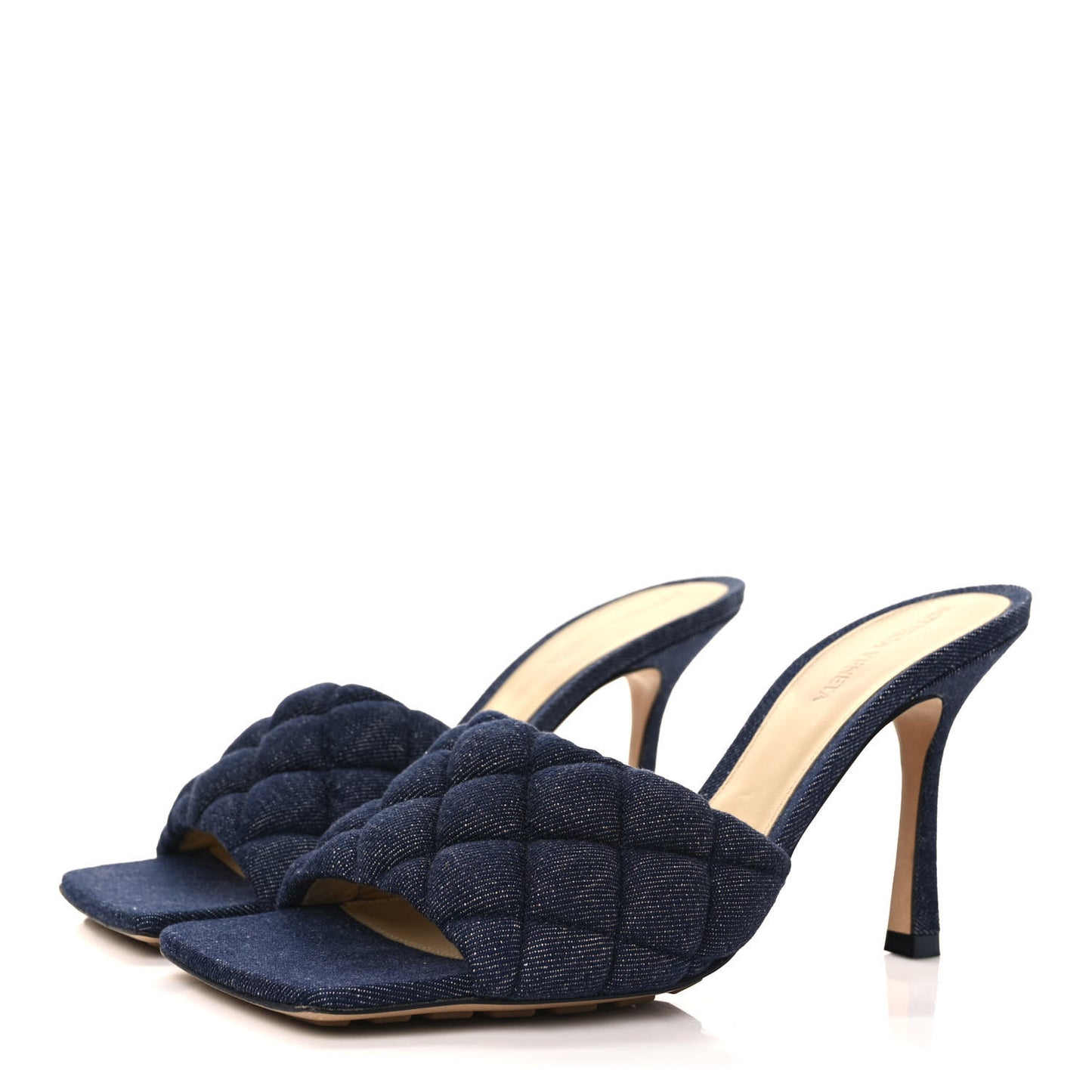 Denim Matelasse Padded Mule Sandals 39 Indigo