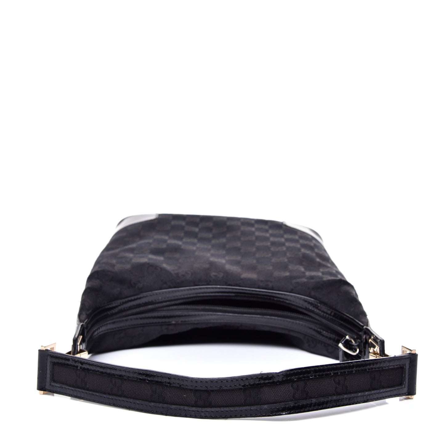 Canvas Patent Monogram Shoulder Bag Black