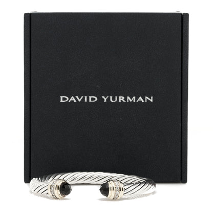 David Yurman Sterling Silver 18K Yellow Gold Diamond Smoky Quartz 7mm Cable Classics Bracelet 4 of 4