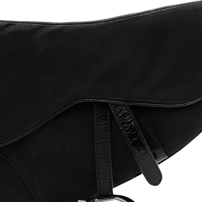 Christian Dior Canvas Patent Calfskin Saddle Bag Black 7 of 19