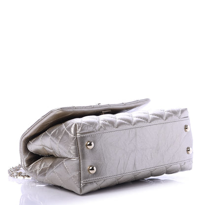 Chanel Metallic Aged Calfskin Quilted Mini Coco Handle Flap Silver 4 of 9