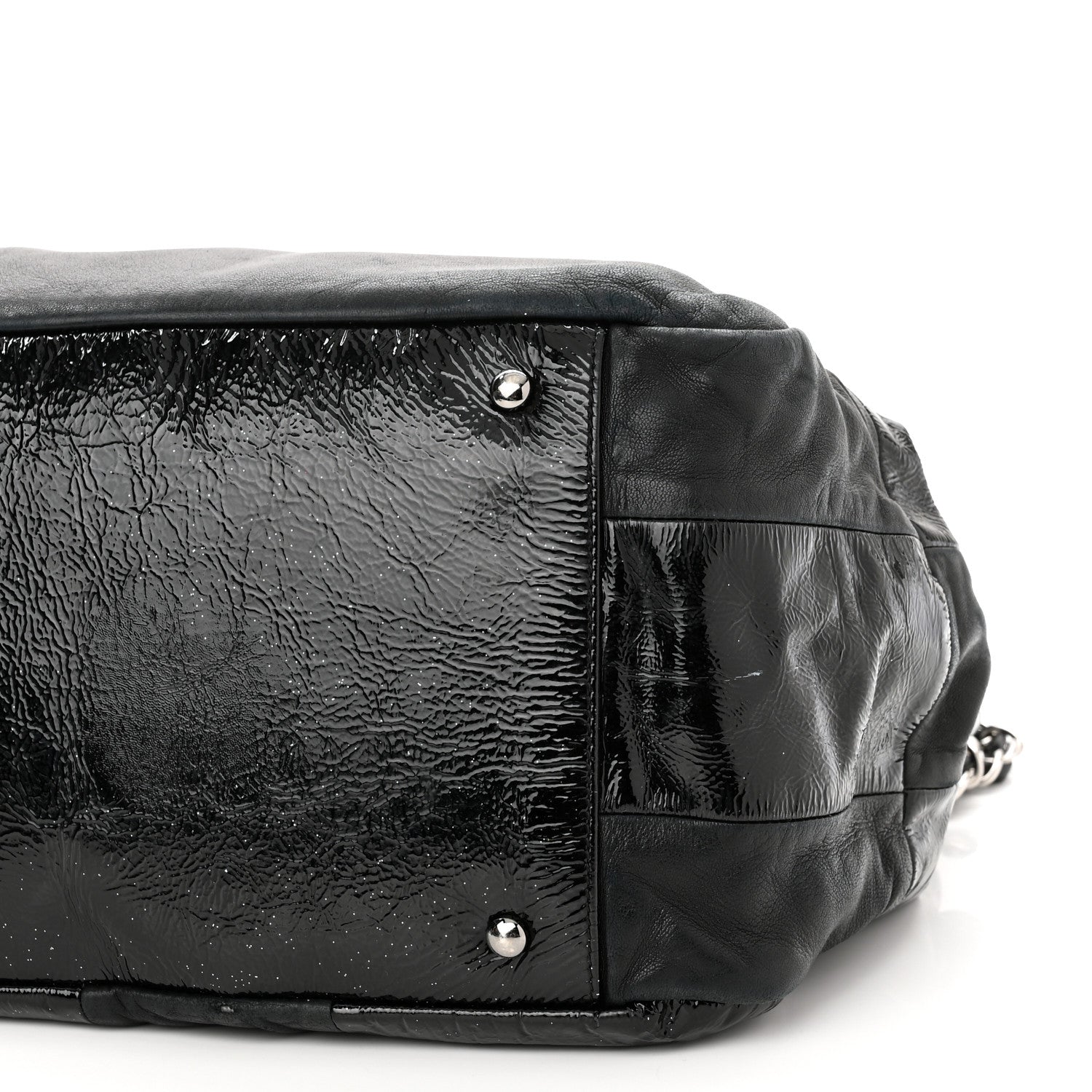 Chanel Lambskin Patent Calfskin Brooklyn Patchwork Accordion Flap Black 9 of 10