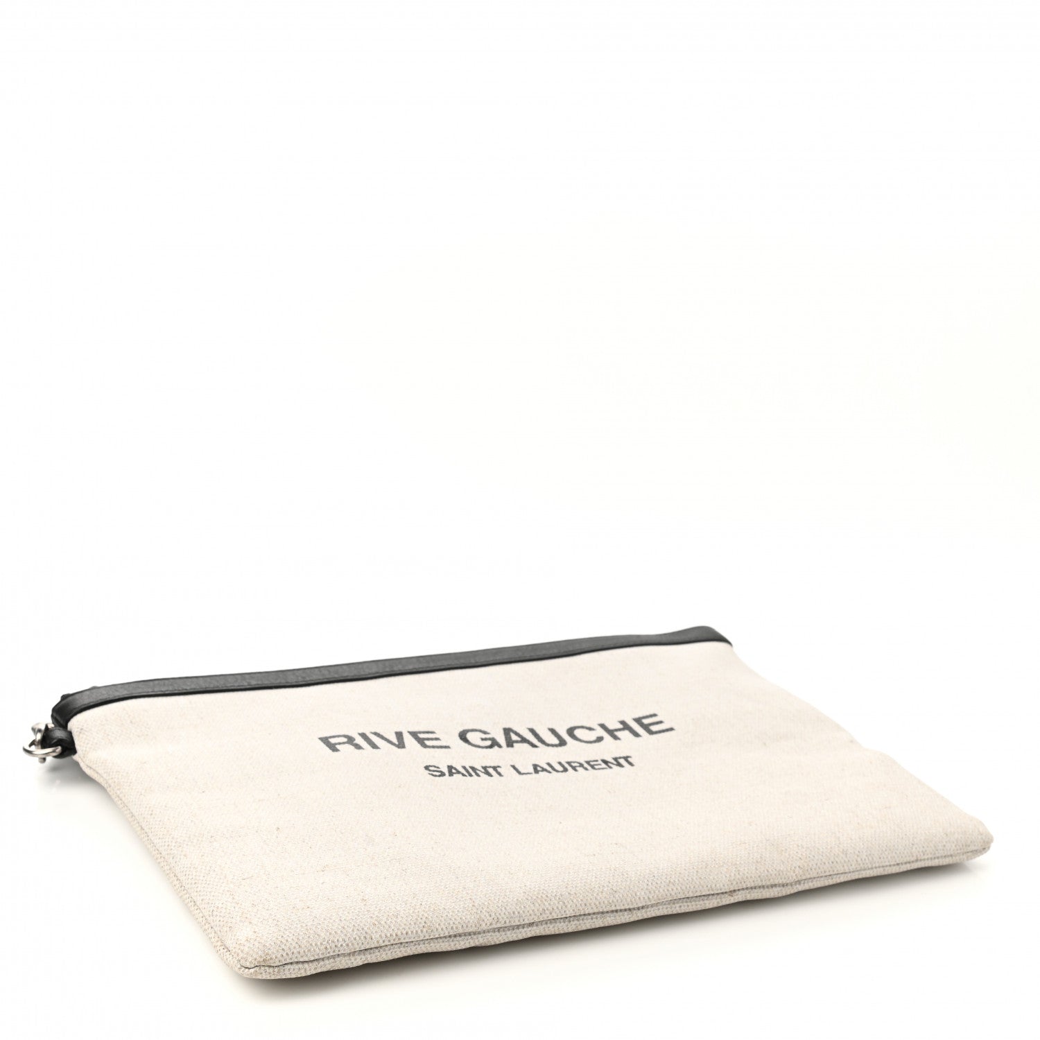Saint Laurent Linen Canvas Rive Gauche Zipped Pouch Optic White 4 of 8