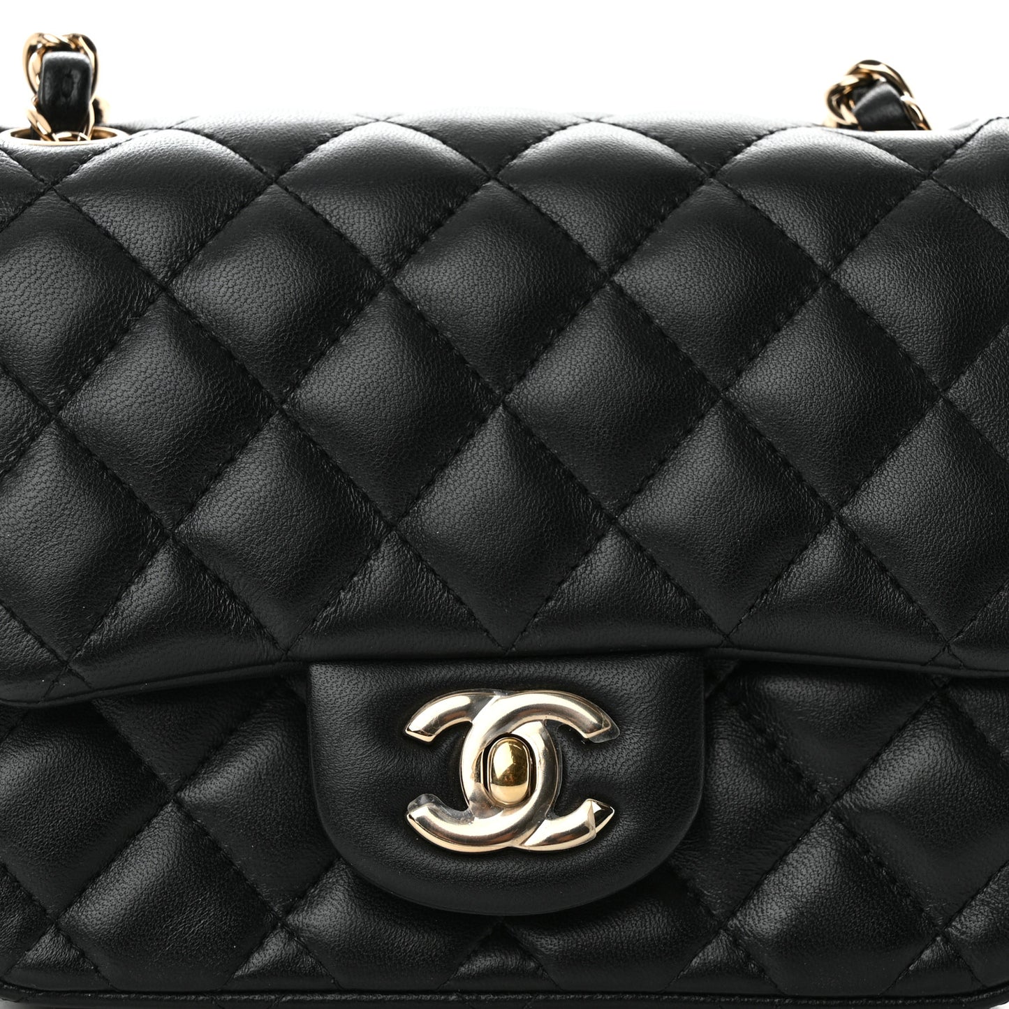 Lambskin Quilted Mini Square Flap Black