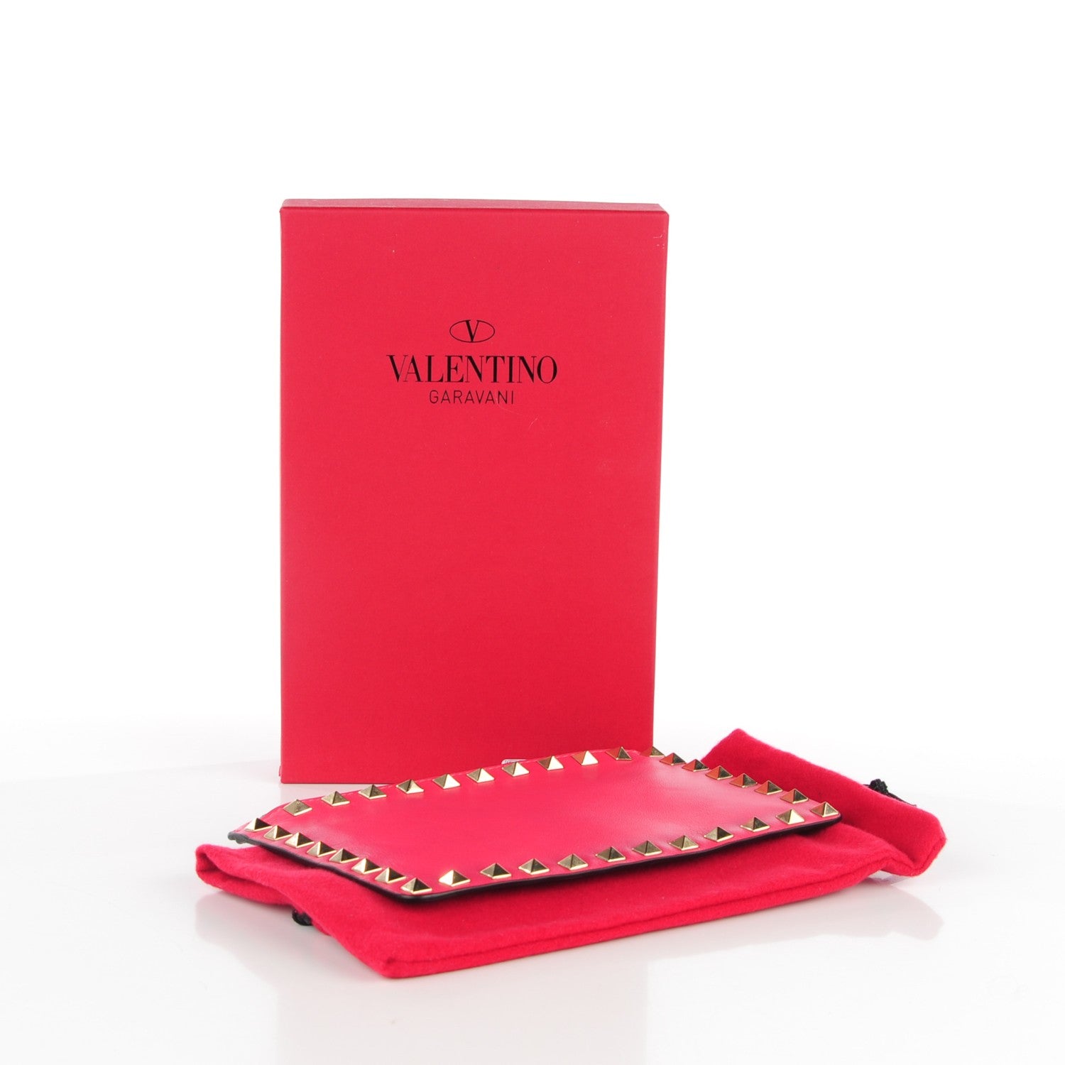 Valentino Garavani Vitello Italian Pop Small Rockstud Zip Pouch Deep Rose Scarlet 4 of 9