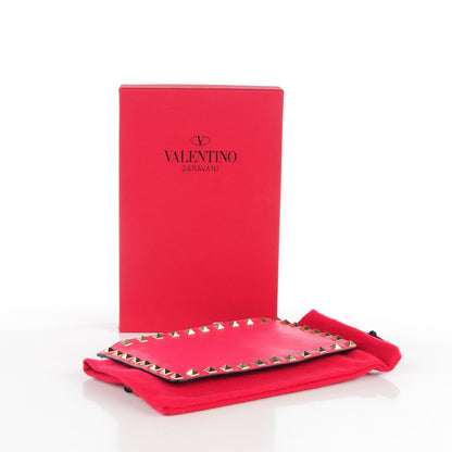 Valentino Garavani Vitello Italian Pop Small Rockstud Zip Pouch Deep Rose Scarlet 4 of 9