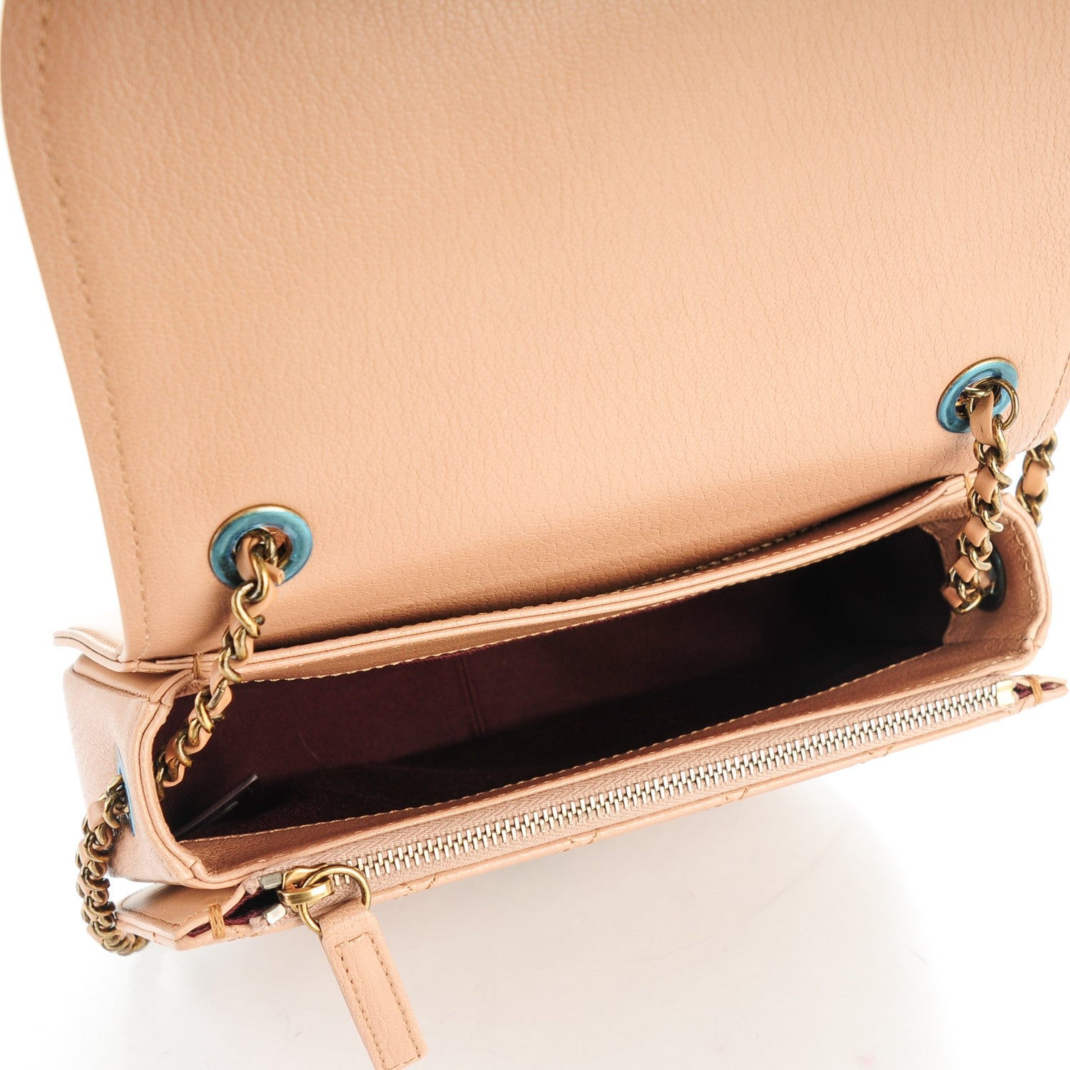 Chanel Shiny Calfskin Goatskin Quilted Small Coco Curve Messenger Flap Beige 5 of 8