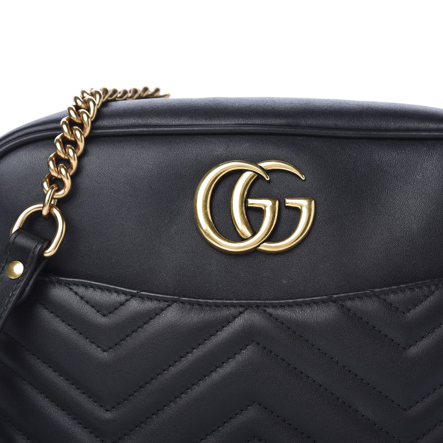 Calfskin Matelasse Medium GG Marmont Chain Shoulder Bag Black