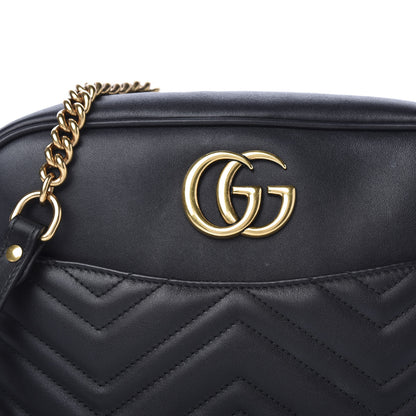 Gucci Calfskin Matelasse Medium GG Marmont Chain Shoulder Bag Black 11 of 11