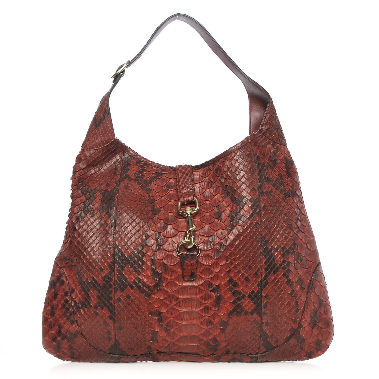 Python Large Jackie O Bouvier Hobo Red