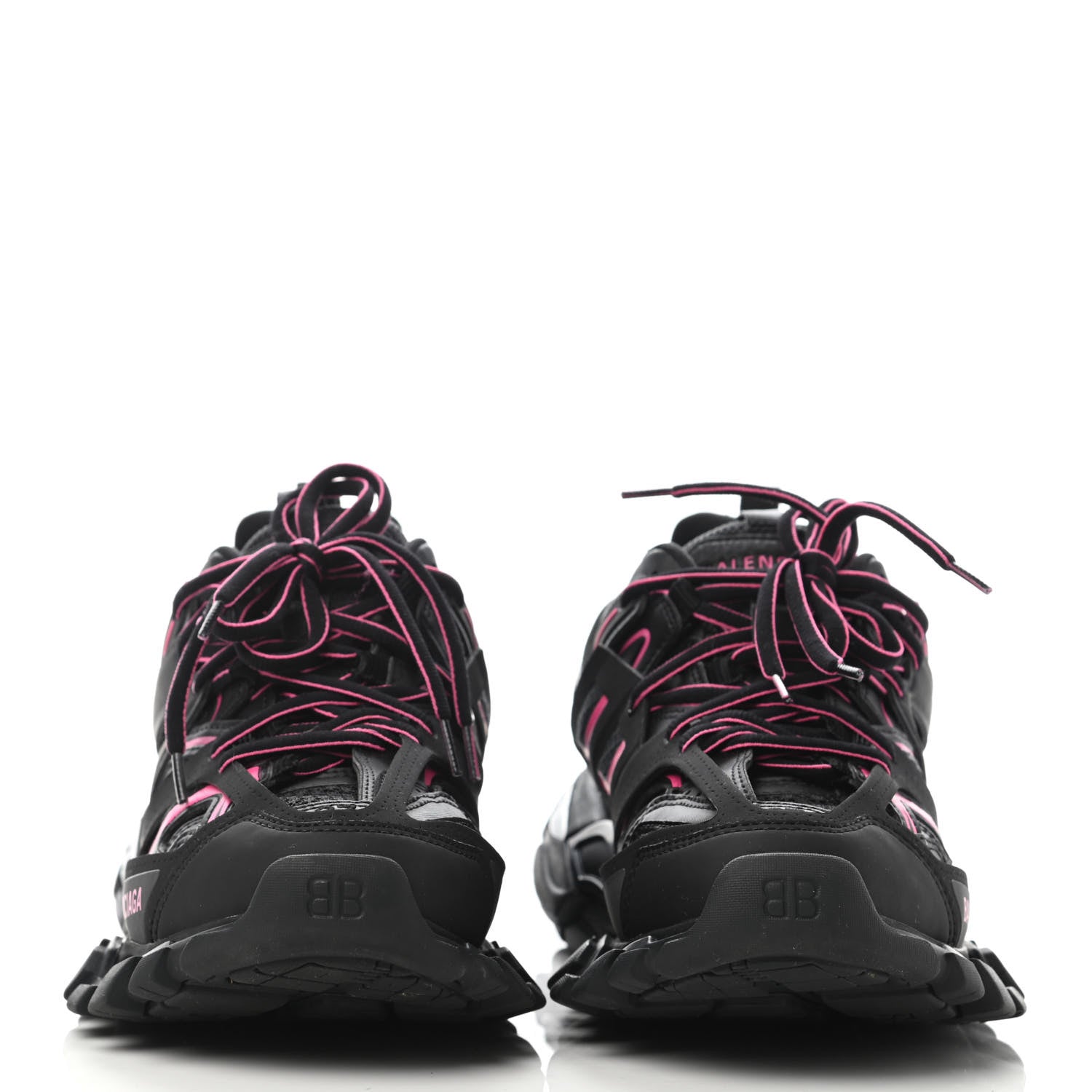 Balenciaga Mesh Rubber Bi-Color Womens Track Sneakers 37 Black Neon Pink 2 of 4