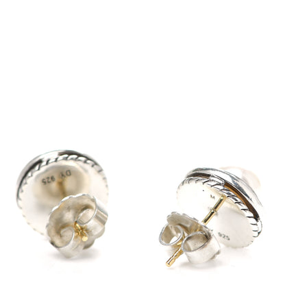 David Yurman Sterling Silver Diamond Pearl 7.5mm Petite Cerise Earrings 3 of 4