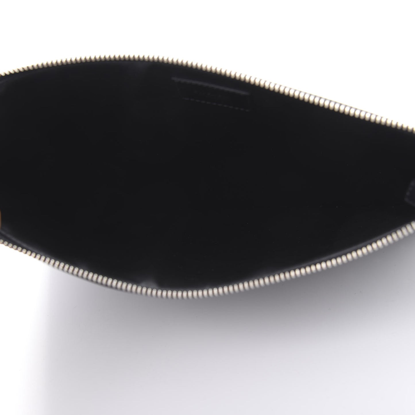 Grained Calfskin Cross Print Zip Pouch Black