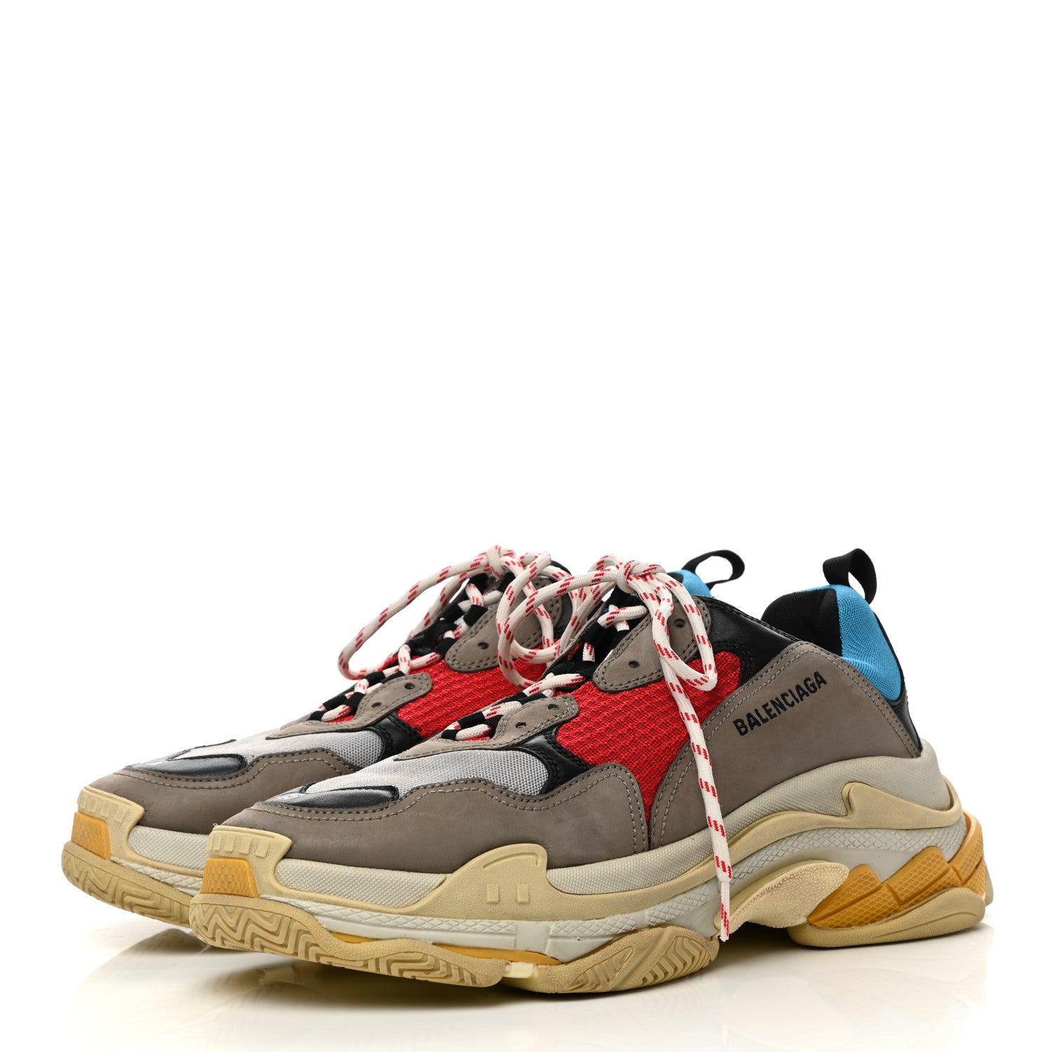 Balenciaga Mesh Nubuck Mens Triple S Sneakers 45 Bleu Gris Rouge 3 of 10