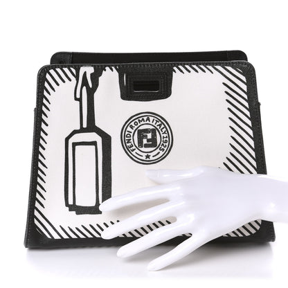 Fendi X JOSHUA VIDES Coated Canvas Mini Peekaboo Defender Cover White Black 2 of 10