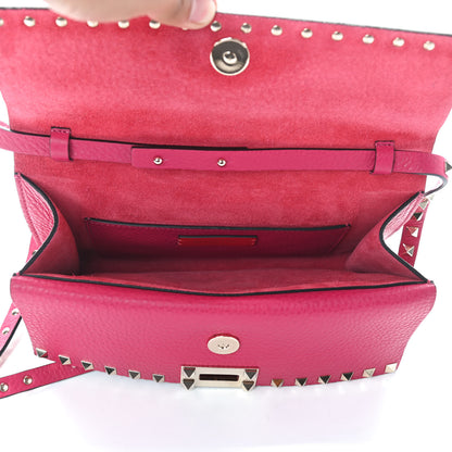 Valentino Garavani Pebbled Calfskin Rockstud Double Flap Crossbody Bag Blossom 5 of 9