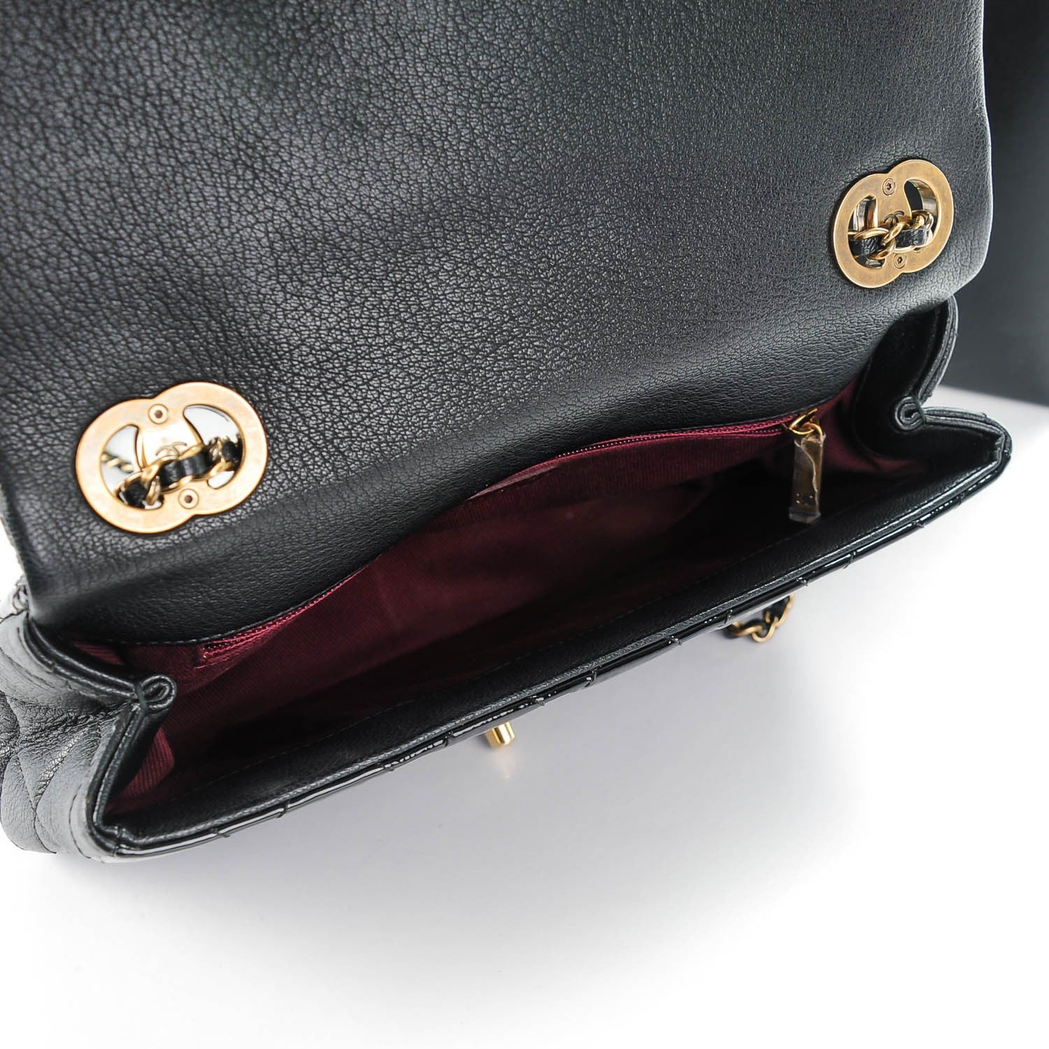 Chanel Patent Goatskin Quilted Medium CC Eyelet Flap Black 8 of 8