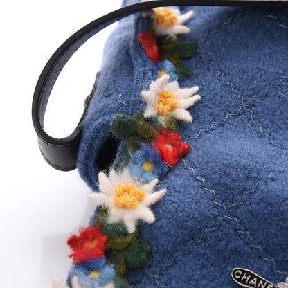 Chanel Felt Embroidered Large Crest Austrian Satchel Blue 6 of 9