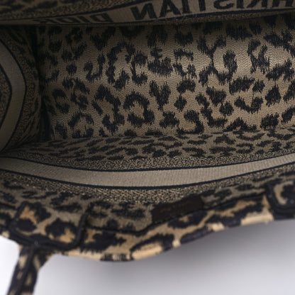 Christian Dior Canvas Mizza Embroidered Medium Leopard Book Tote Beige 5 of 11