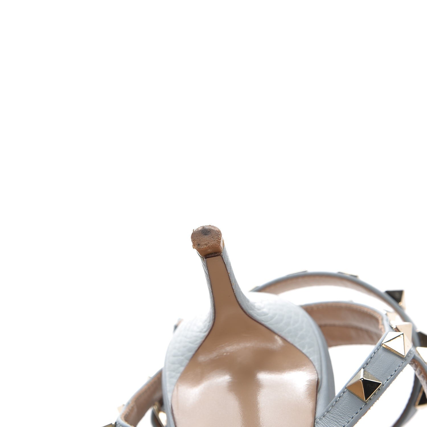 Valentino Garavani Pebbled Calfskin Rockstud Ankle Strap 65mm Pumps 38.5 Sky Sorbet 10 of 16