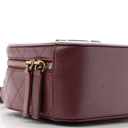 Chanel Shiny Calfskin Goatskin Quilted Small Coco Curve Vanity Burgundy 9 of 14