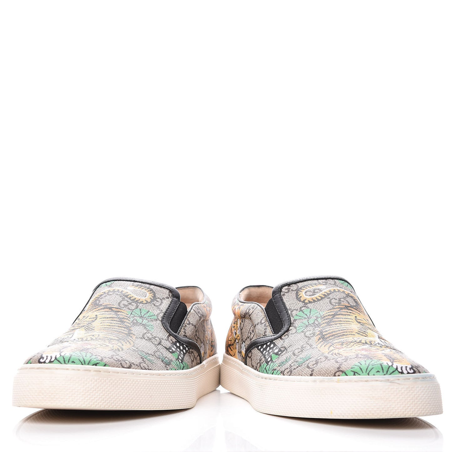 GG Supreme Monogram Bengal Mens Dublin Slip On Sneakers 8 Beige Yard