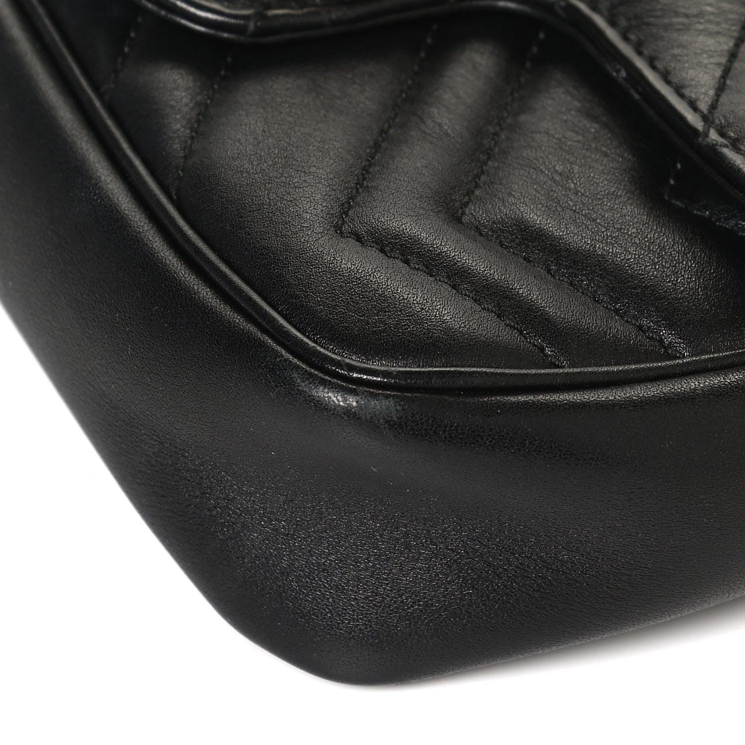 Gucci Calfskin Matelasse Super Mini GG Marmont Shoulder Bag Black 11 of 12