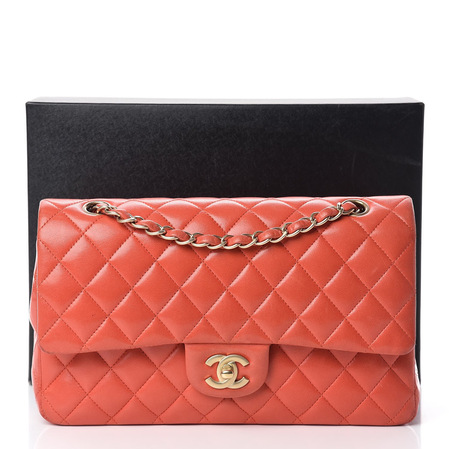 Chanel Lambskin Quilted Medium Double Flap Orange 21 of 21