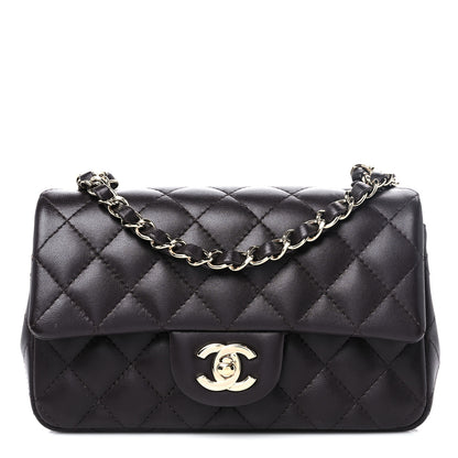 Chanel Lambskin Quilted Mini Rectangular Flap Dark Brown 1 of 11