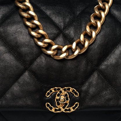 Chanel Shiny Goatskin Quilted Maxi Chanel 19 Flap Black 8 of 14