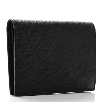 Prada Saffiano Triangle Bi-Fold Wallet Black 3 of 12