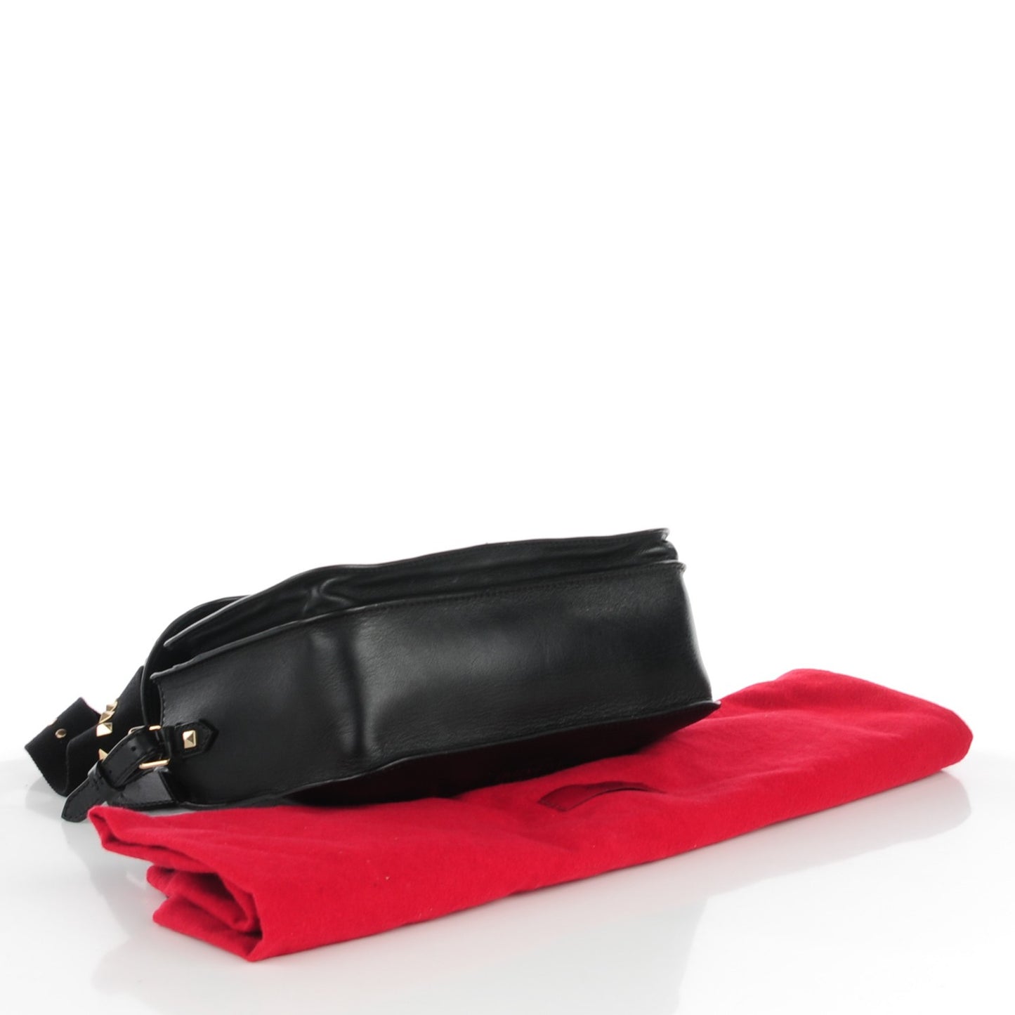 Calfskin Rockstud Band Crossbody Bag Black