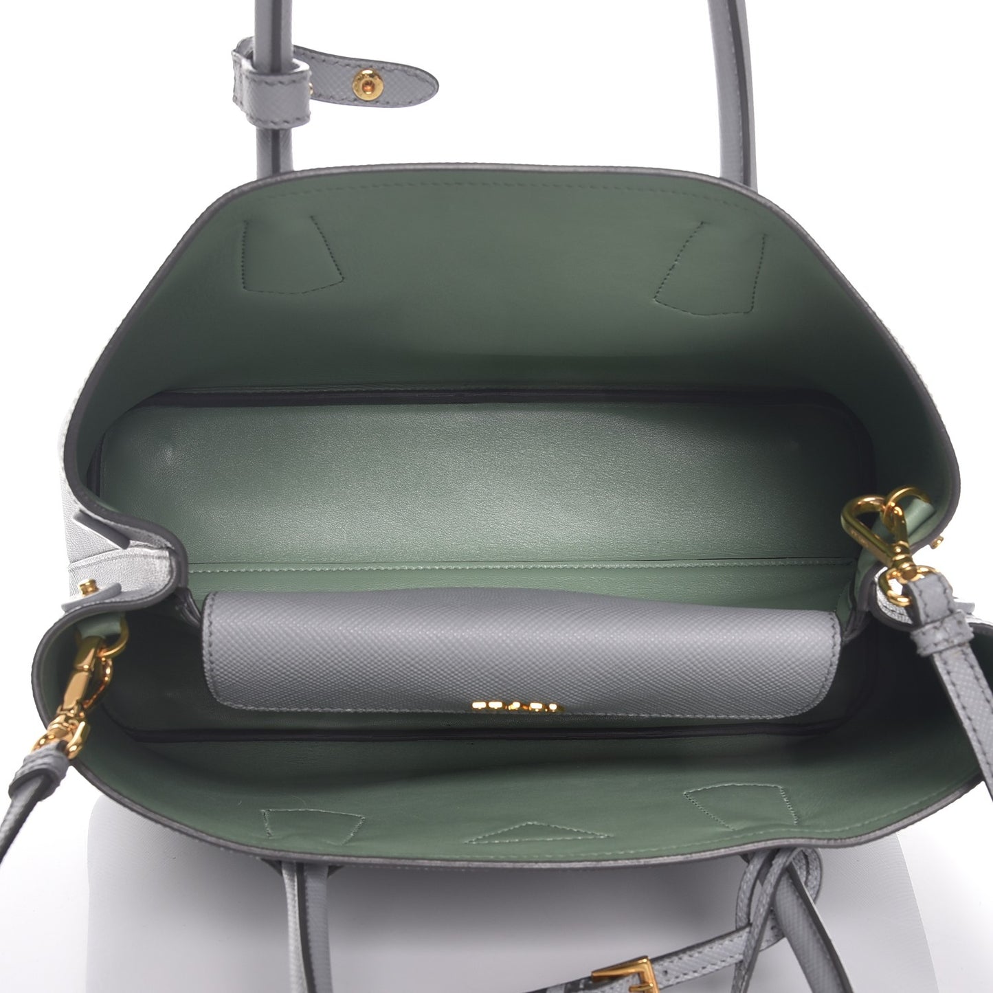 Saffiano Cuir Large Double Bag Granito Acquamarina