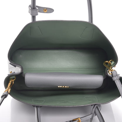 Prada Saffiano Cuir Large Double Bag Granito Acquamarina 6 of 10
