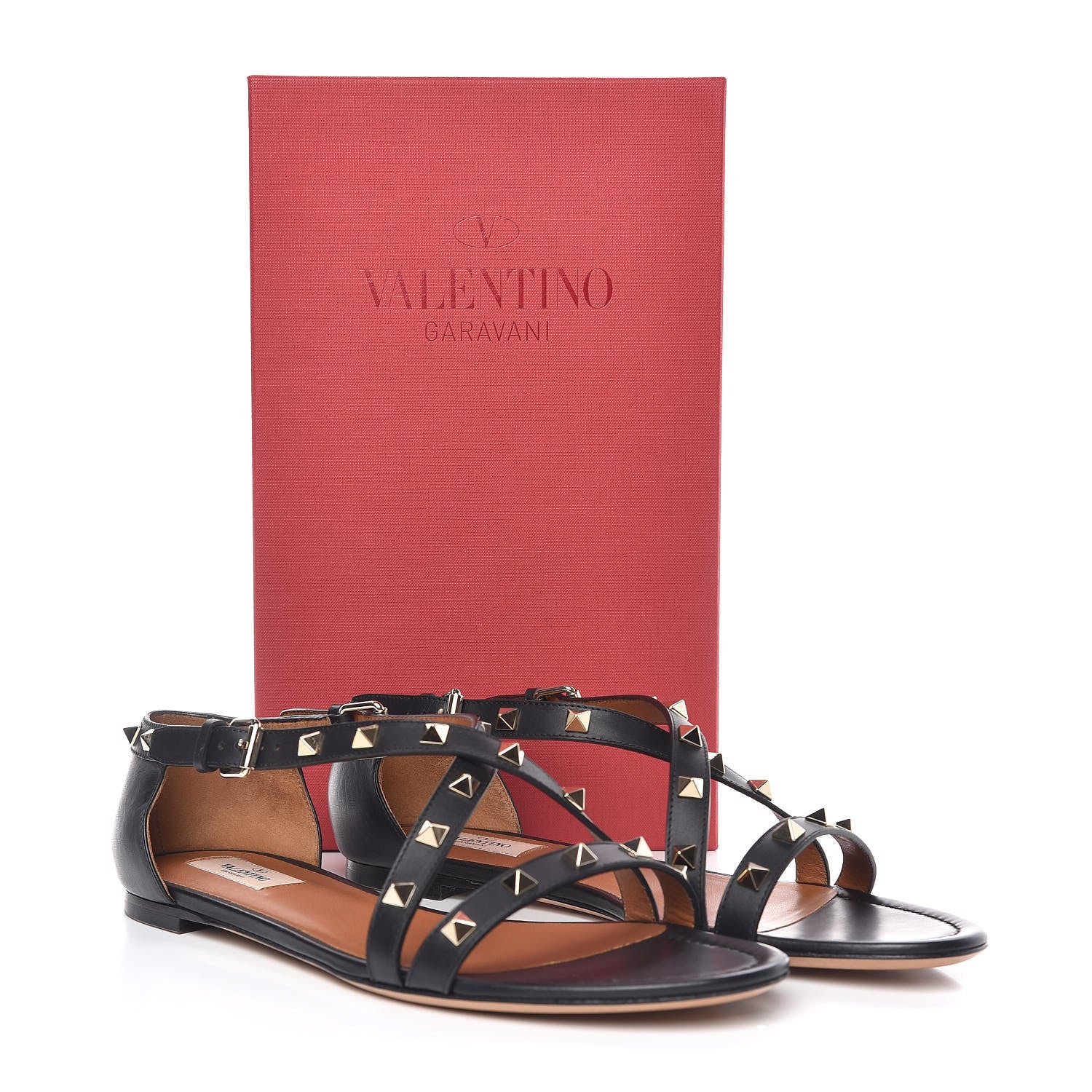 Valentino Garavani Nappa Rockstud Crisscross Sandals 41 Black 8 of 8