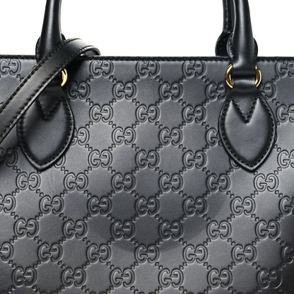 Gucci Guccissima Small Zippered Bucket Tote Black 7 of 9