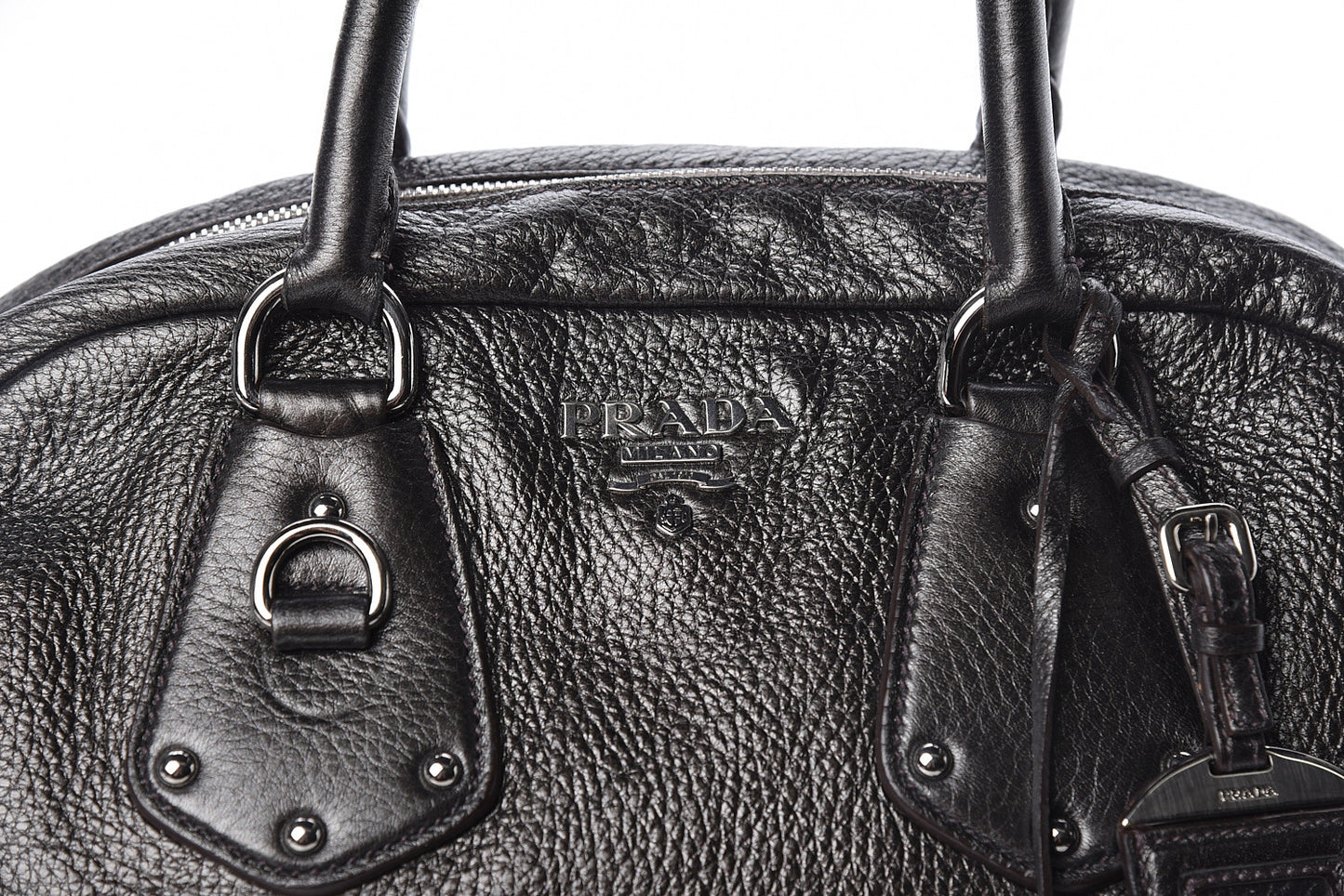 Metallic Cervo Dome Satchel Dark Grey