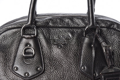 Prada Metallic Cervo Dome Satchel Dark Grey 8 of 10