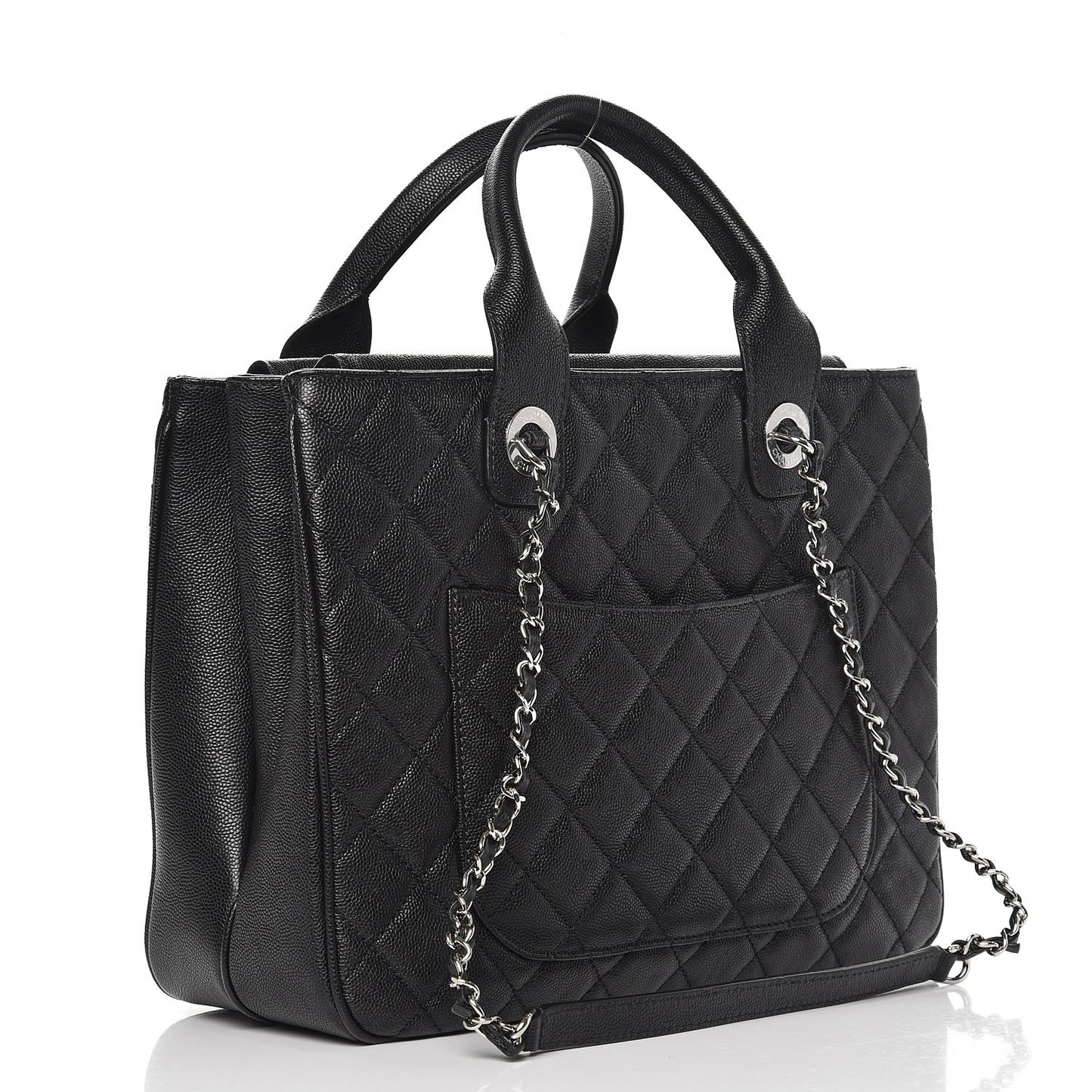 Caviar Quilted Urban Companion Top Handle Shopping Tote Black