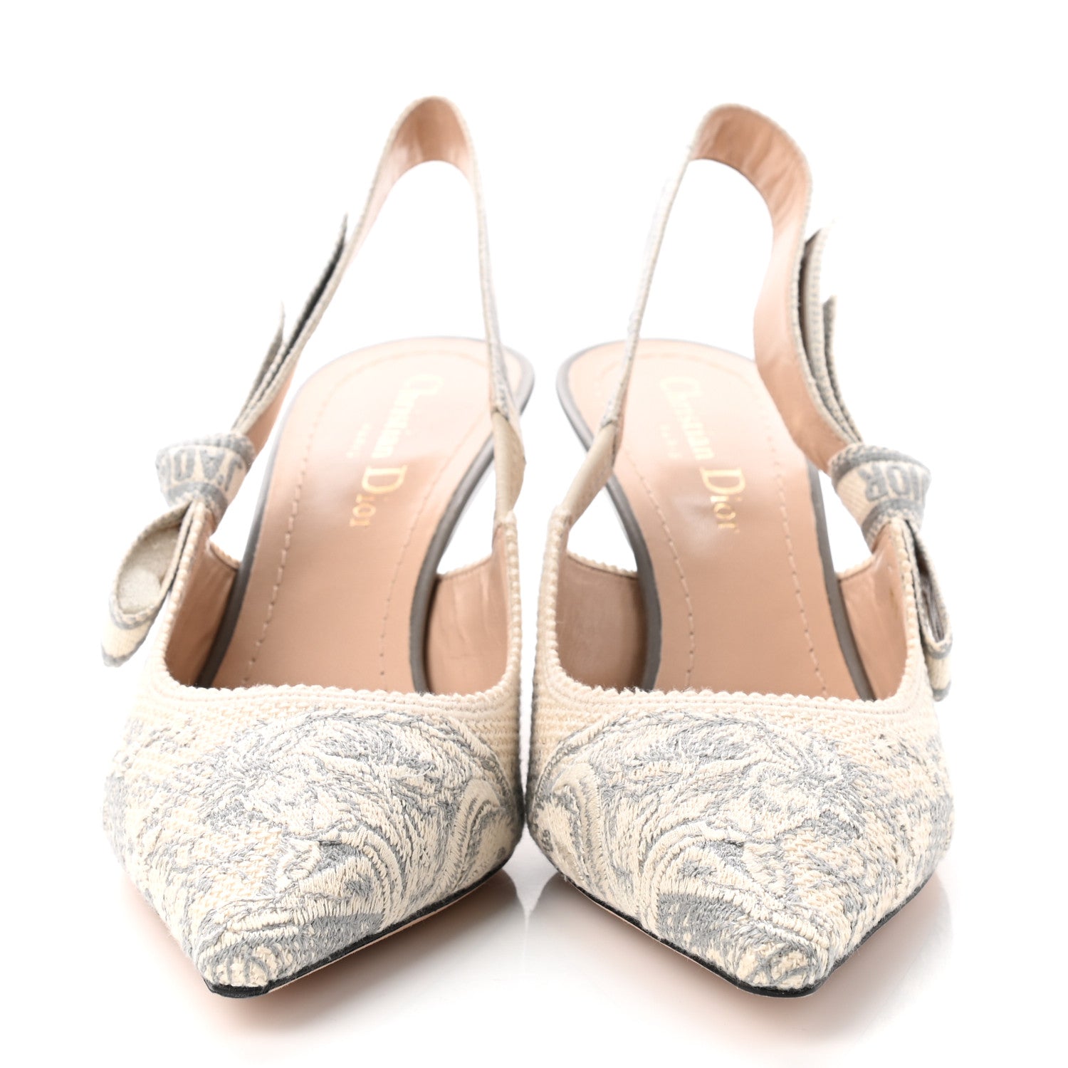 Christian Dior Cotton Ribbon Toile De Jouy J'Adior Slingback 65mm Pumps 37.5 Grey Stone 2 of 10